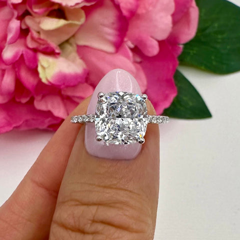 3.75 ctw Radiant Accented Solitaire Ring - Rose GP