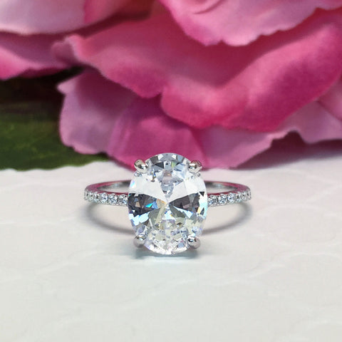 1 ct Classic V Style 4 Prong Solitaire Ring - 10k White Gold