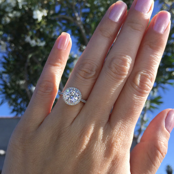 2.25 ctw Classic Halo Ring - 10k Solid White Gold