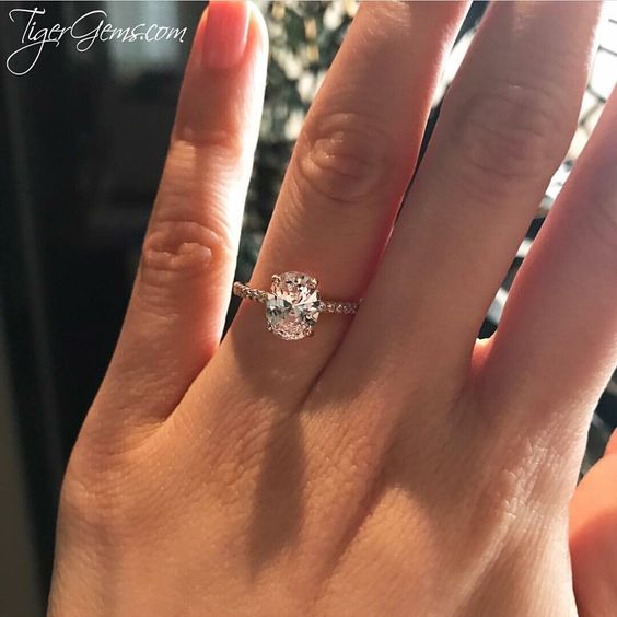 2.25 ctw Oval Accented Solitaire Ring - Rose GP