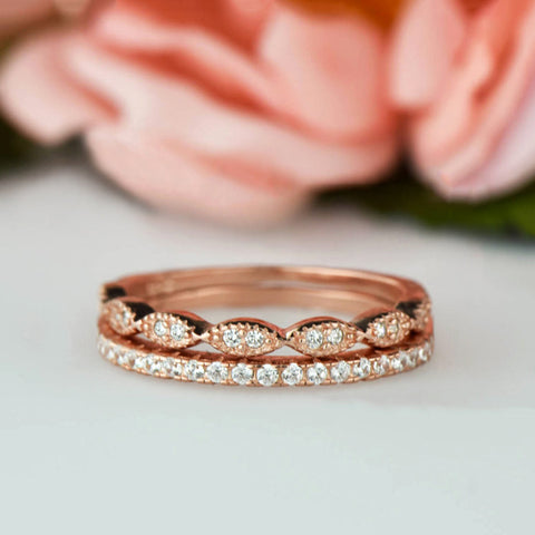 Art Deco Half Eternity Band Set