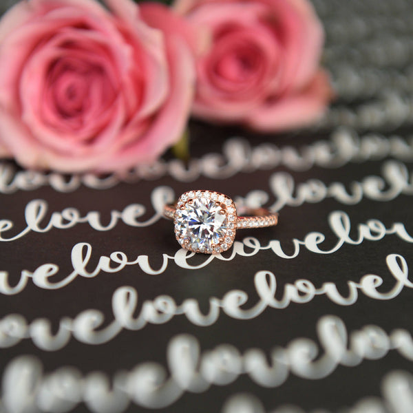 2.25 ctw Square Halo Ring - Rose GP