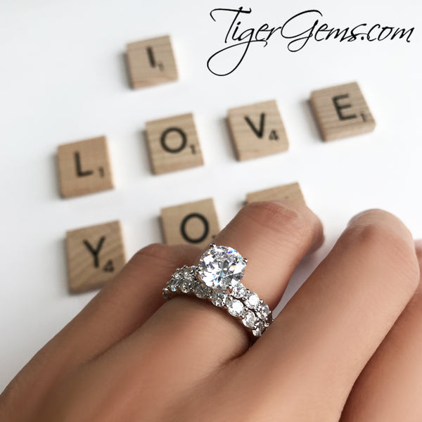 6 ctw 2 ct Center Full Eternity Solitaire Set - 30% Final Sale, Sz 4, 5, 10