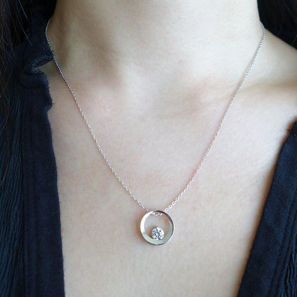 1/2 ct Floating Circle Necklace - 50% Final Sale