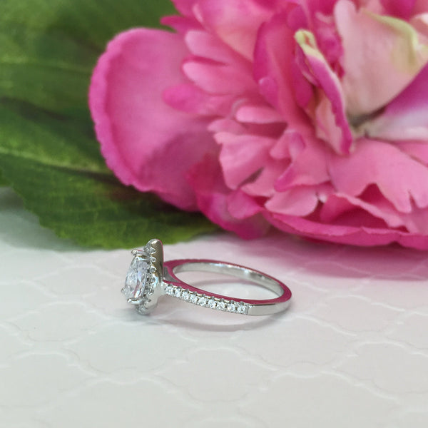1 ctw Pear Halo Ring - 30% Final Sale