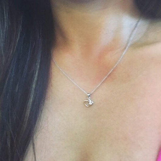 Dainty .1 ct Double Heart Necklace, 50% Final Sale