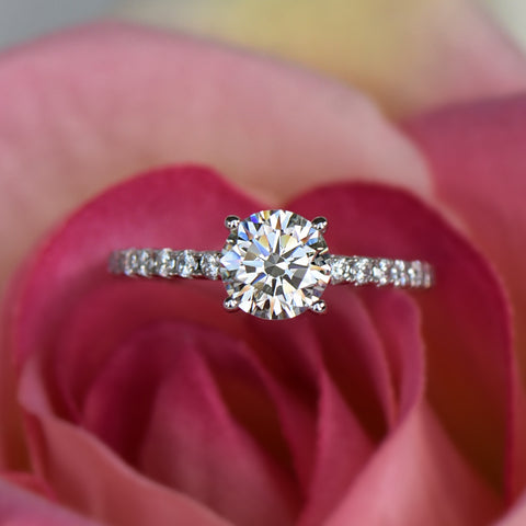 1 ct Classic V Style 4 Prong Solitaire Ring - 10k White Gold