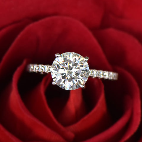 2.25 ctw 6 Prong Round Accented Solitaire Ring