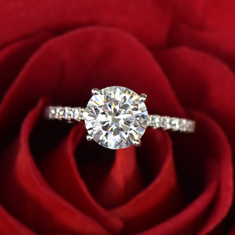 1 ct Classic V Style 4 Prong Solitaire Ring - 10k White Gold
