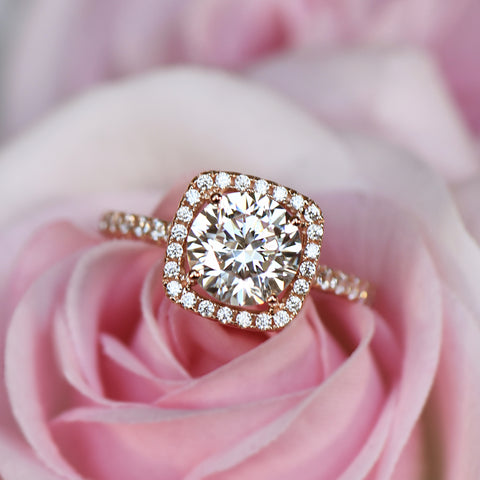 3/4 ctw Square Halo Ring - 10k Solid White Gold, 30% Final Sale, Sz 5