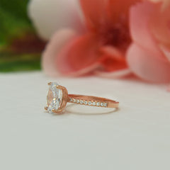 3.25 ctw Oval Accented Ring - 10k Solid Rose Gold, Sz 7 or 7.5