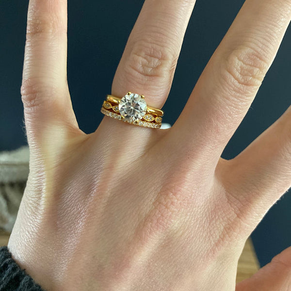 2 ct Classic V Style 6 Prong Solitaire Ring - Yellow GP