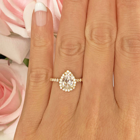 2.5 ctw Pear Halo Ring