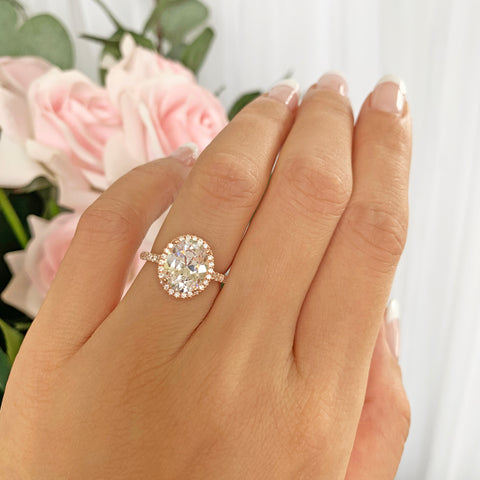1.25 ctw Art Deco Halo Ring - 10k Solid Rose Gold