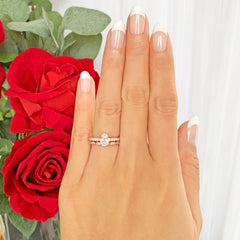 3/4 ctw Art Deco Oval Accented Solitaire Set - Rose GP
