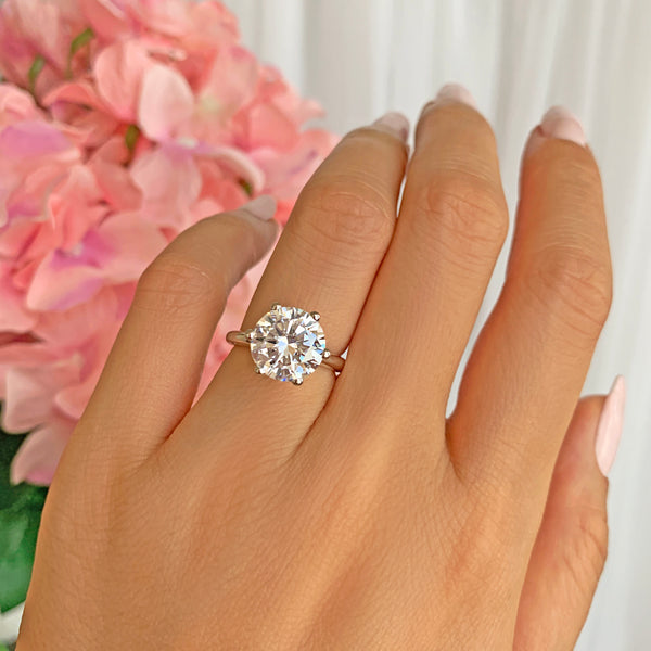 4 ct Classic 6 Prong V Style Solitaire Ring - 50% Final Sale