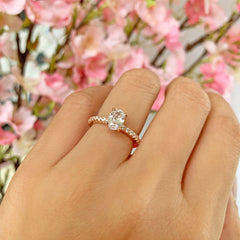 3/4 ctw Oval Accented Solitaire Ring - Rose GP