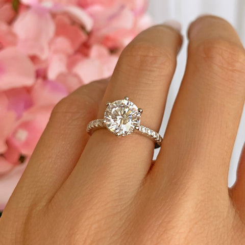 1 ct Classic V Style 4 Prong Solitaire Ring - 10k White Gold