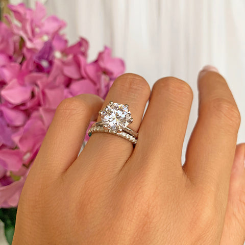 2.25 ctw Round Accented Solitaire Set - Rose GP, 50% Final Sale, Sz 4 or 5