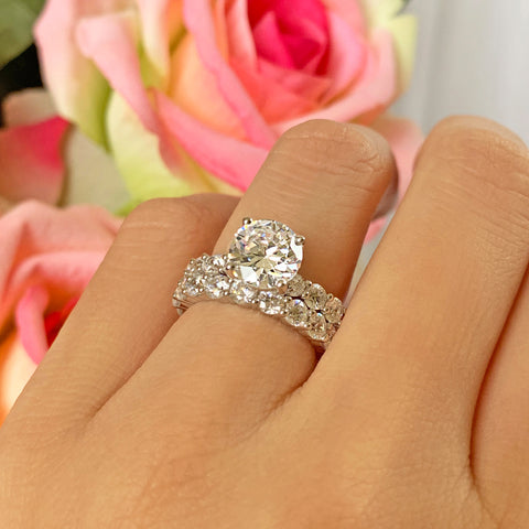 5.25 ctw 6 Prong Round Accented Ring - Yellow GP, 30% Final Sale