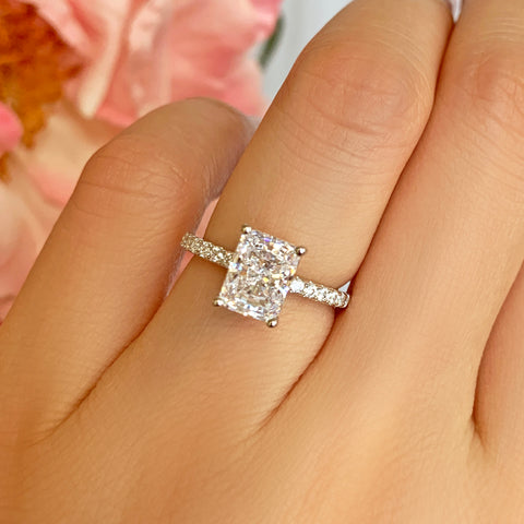 3.75 ctw Radiant Accented Solitaire Ring - Rose GP