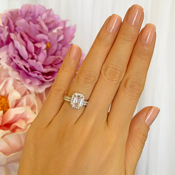 2 ctw Emerald Halo Set - 30% off Final Sale, Sz 4, 5, 9, 10