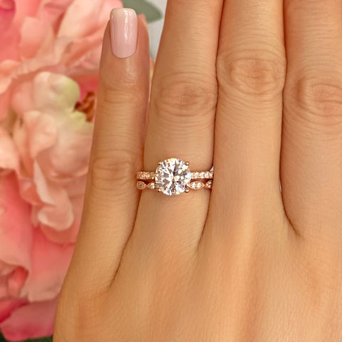 2.25 ctw Round Accented Solitaire Set - Rose GP, 50% Final Sale, Sz 4 or 5