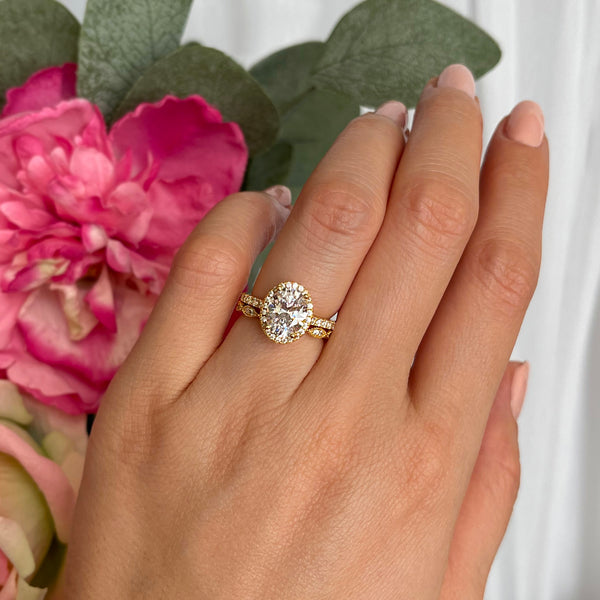 2.25 ctw Oval Halo Art Deco Set - Yellow GP