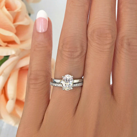2 ct Oval Stacking Solitaire Ring - Rose GP, 50% Final Sale, Sz 4 or 10