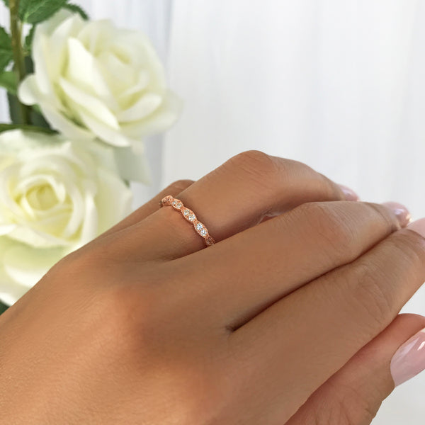 Wide Art Deco Band - Rose GP - 40% Final Sale