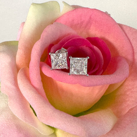 1.5 ctw Princess Cut Earrings