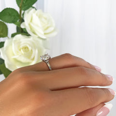 2 ct Oval Solitaire Ring - 10k Solid White Gold, Sz 4