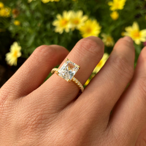 3.5 ct Radiant V Style Classic Solitaire Ring - Yellow GP