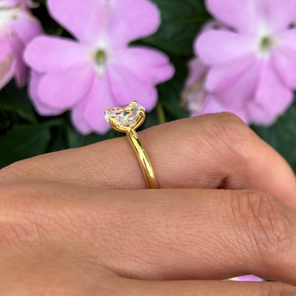 2 ct Oval V Style Classic Solitaire Ring - Yellow GP