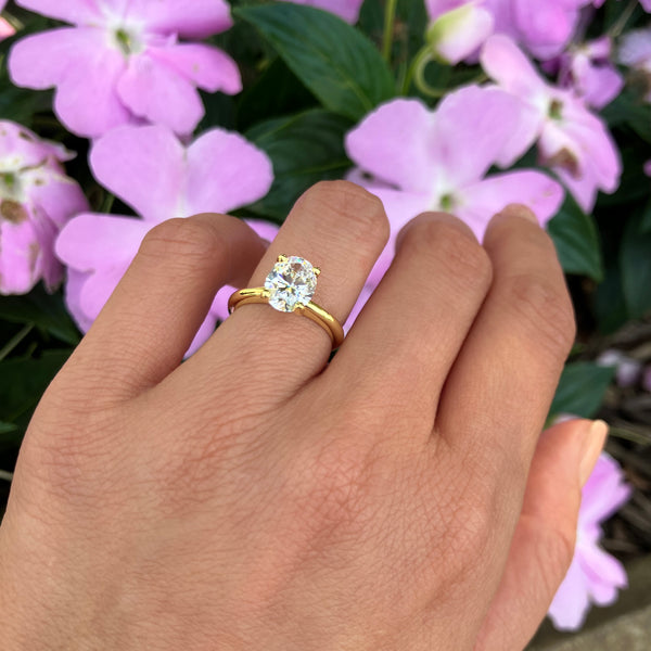 2 ct Oval V Style Classic Solitaire Ring - Yellow GP