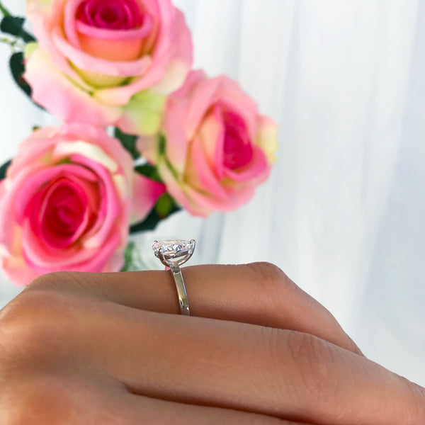 2 ct Pear Solitaire Ring - 10k Solid White Gold, Sz 10