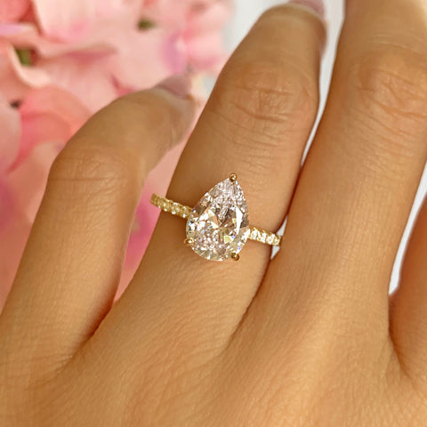 2 ctw Pear Accented Solitaire Set