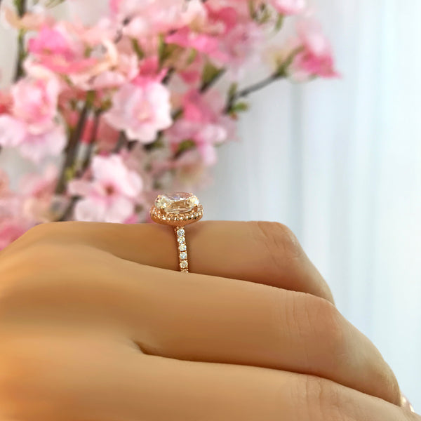 2.25 ctw Oval Halo Ring - 10k Solid Rose Gold, Sz 4-9