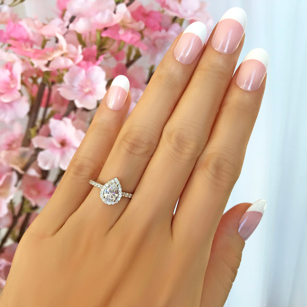 1 ctw Pear Halo Ring - 30% Final Sale