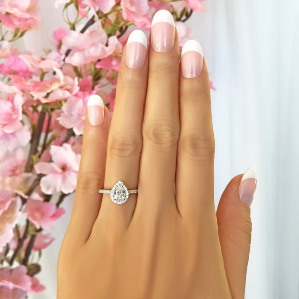 1 ctw Pear Halo Ring - 30% Final Sale