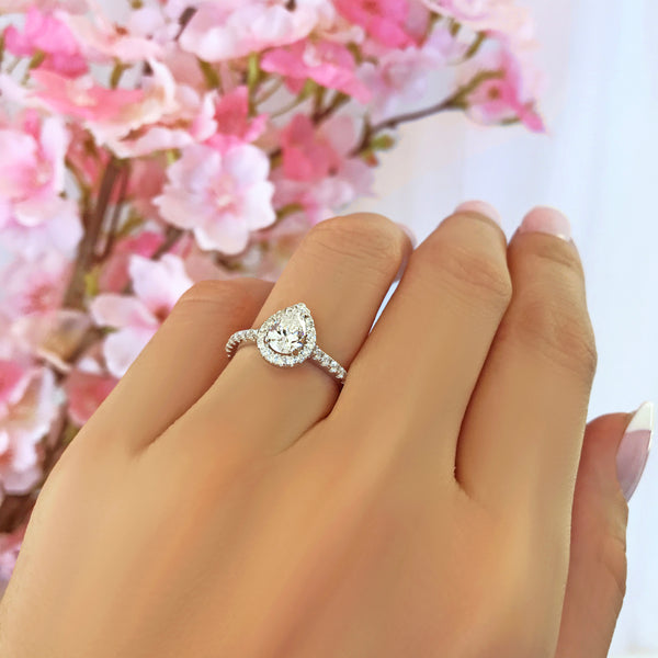 1 ctw Pear Halo Ring - 30% Final Sale
