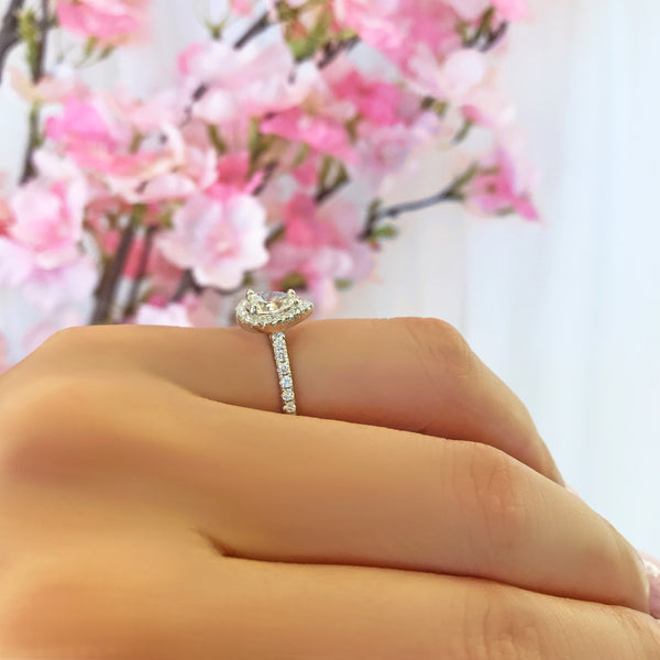 1 ctw Pear Halo Ring - 30% Final Sale