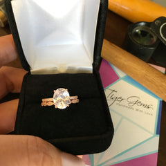3.25 ctw Oval Accented Solitaire Art Deco Marquise Set - Rose GP