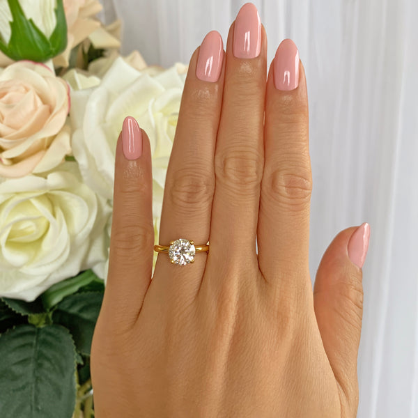 2 ct Classic V Style 4 Prong Solitaire Ring - Yellow GP