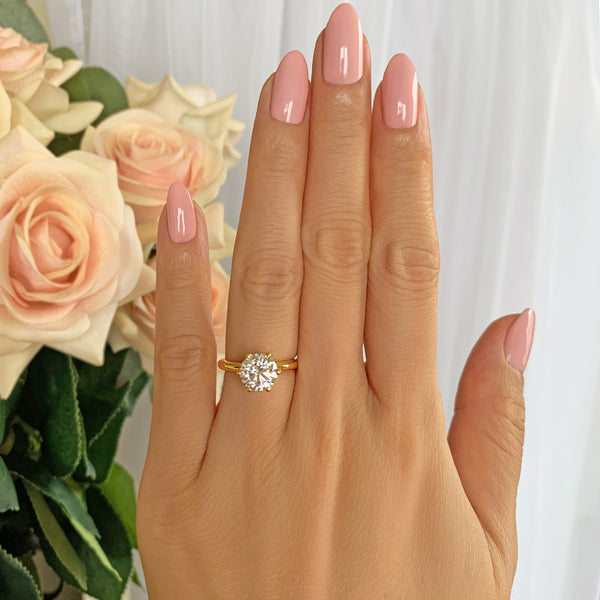 2 ct Classic V Style 6 Prong Solitaire Ring - Yellow GP