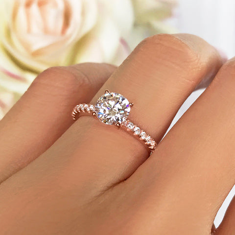 2.25 ctw Oval Accented Solitaire Ring - 10k Solid White Gold