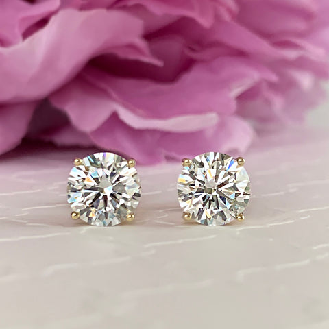 3 ctw 6 Prong Stud Earrings