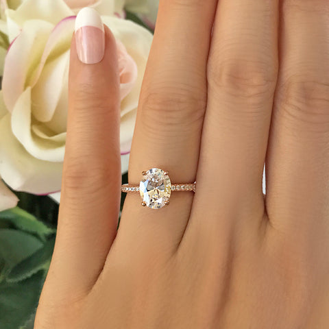 2.25 ctw 4 Prong Round Accented Solitaire Ring