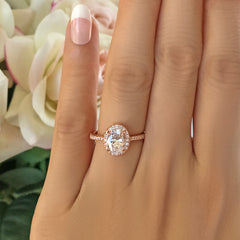 1.5 ctw Oval Halo Ring - Rose GP, 50% Final Sale