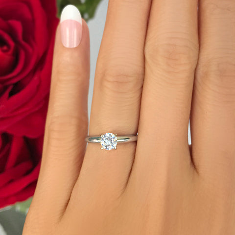 3/4 ctw Square Halo Ring - 10k Solid White Gold, 30% Final Sale, Sz 5
